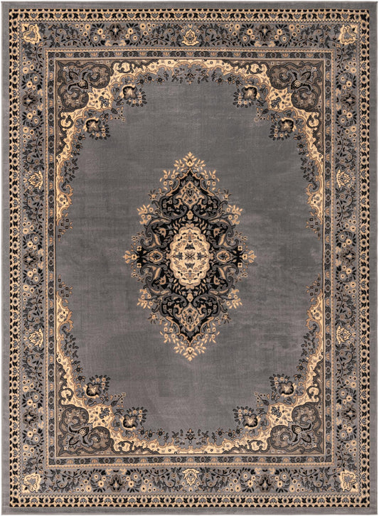 Tabriz Tapestry Collection Area Rug - Azerbaijan (Gray) Rectangle Gray Main