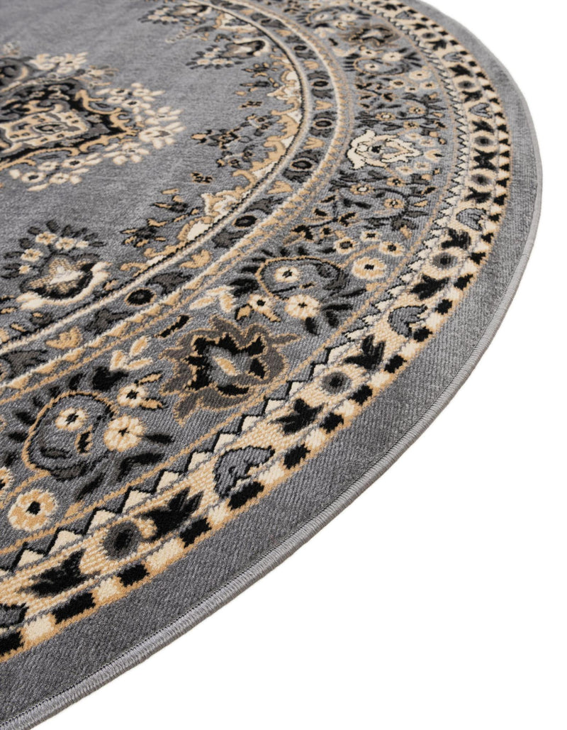 Tabriz Tapestry Collection Area Rug - Azerbaijan (Gray) Round Gray  lifestyle 30