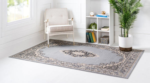 Tabriz Tapestry Collection Area Rug - Azerbaijan (Gray) Rectangle Gray  lifestyle 4