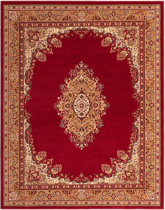 Tabriz Tapestry Collection Area Rug - Azerbaijan (Burgundy) Rectangle Burgundy Main