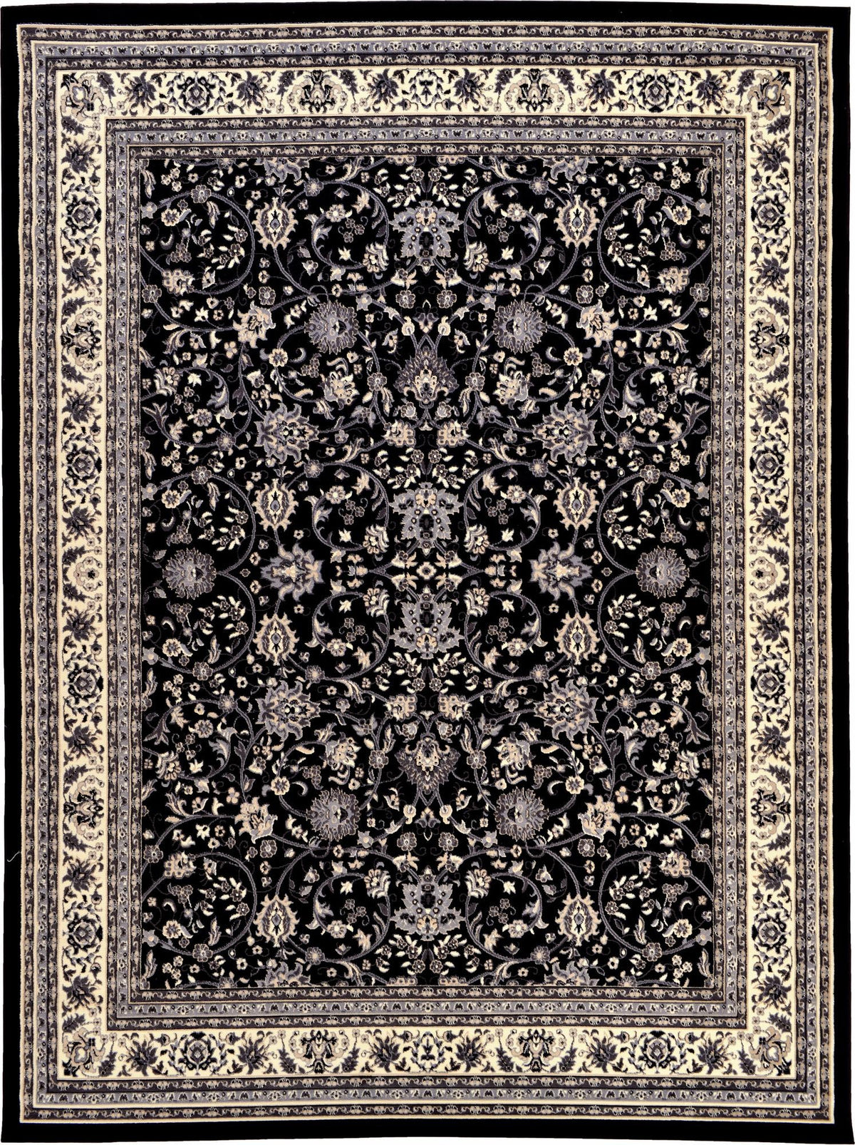Isfahan Elegance Collection Area Rug - Naghsh-e Jahan (Black) Rectangle Black Main