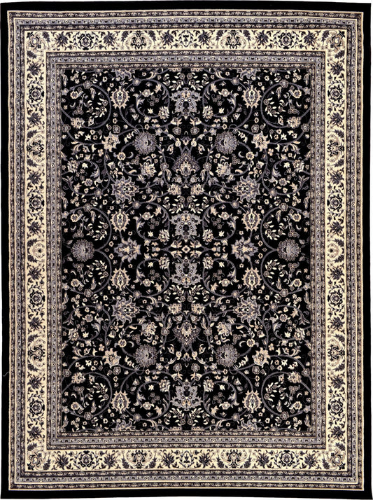 Isfahan Elegance Collection Area Rug - Naghsh-e Jahan (Black) Rectangle Black Main
