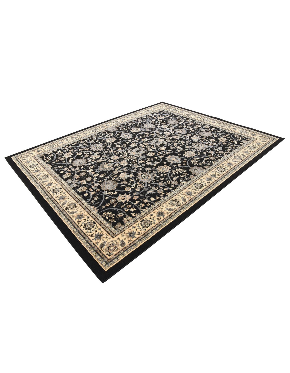 Isfahan Elegance Collection Area Rug - Naghsh-e Jahan (Black) Rectangle Black  lifestyle 11