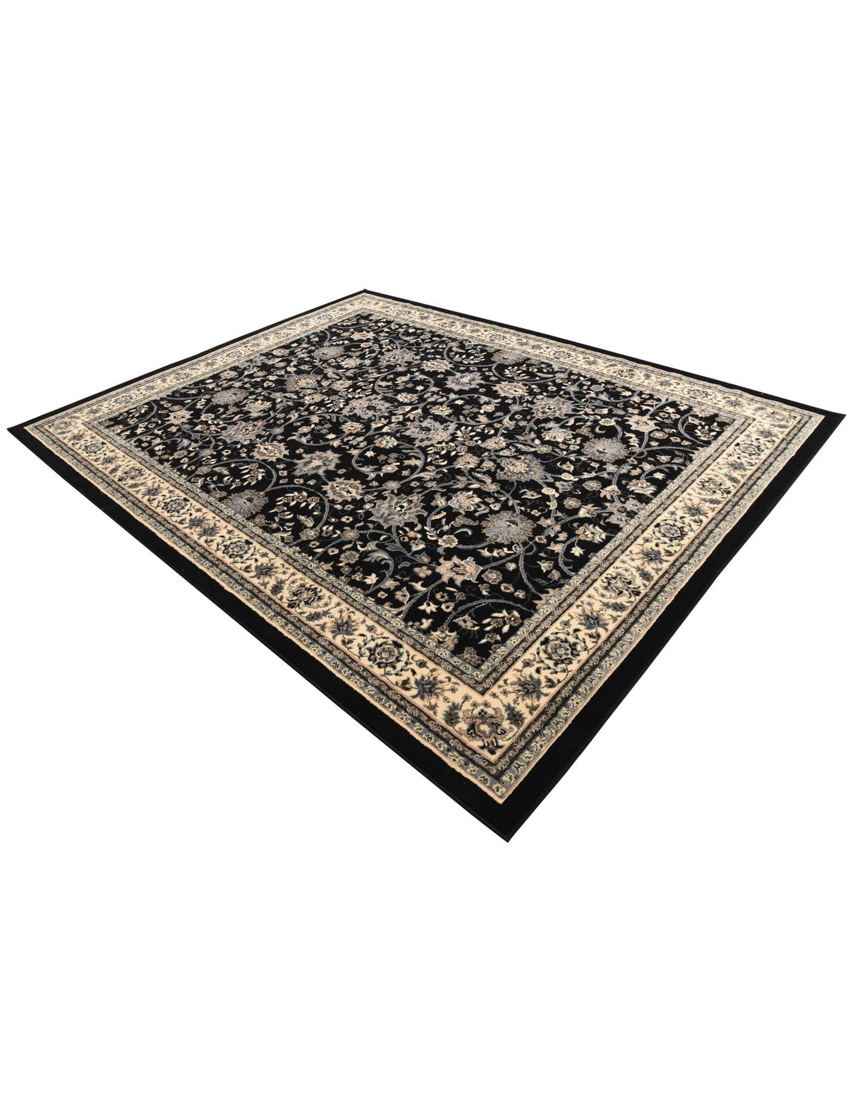 Isfahan Elegance Collection Area Rug - Naghsh-e Jahan (Black) Rectangle Black  lifestyle 12