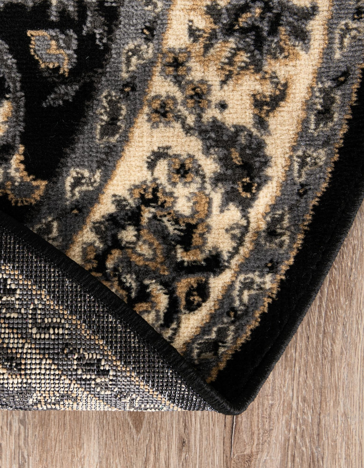 Isfahan Elegance Collection Area Rug - Naghsh-e Jahan (Black) Round Black  lifestyle 31
