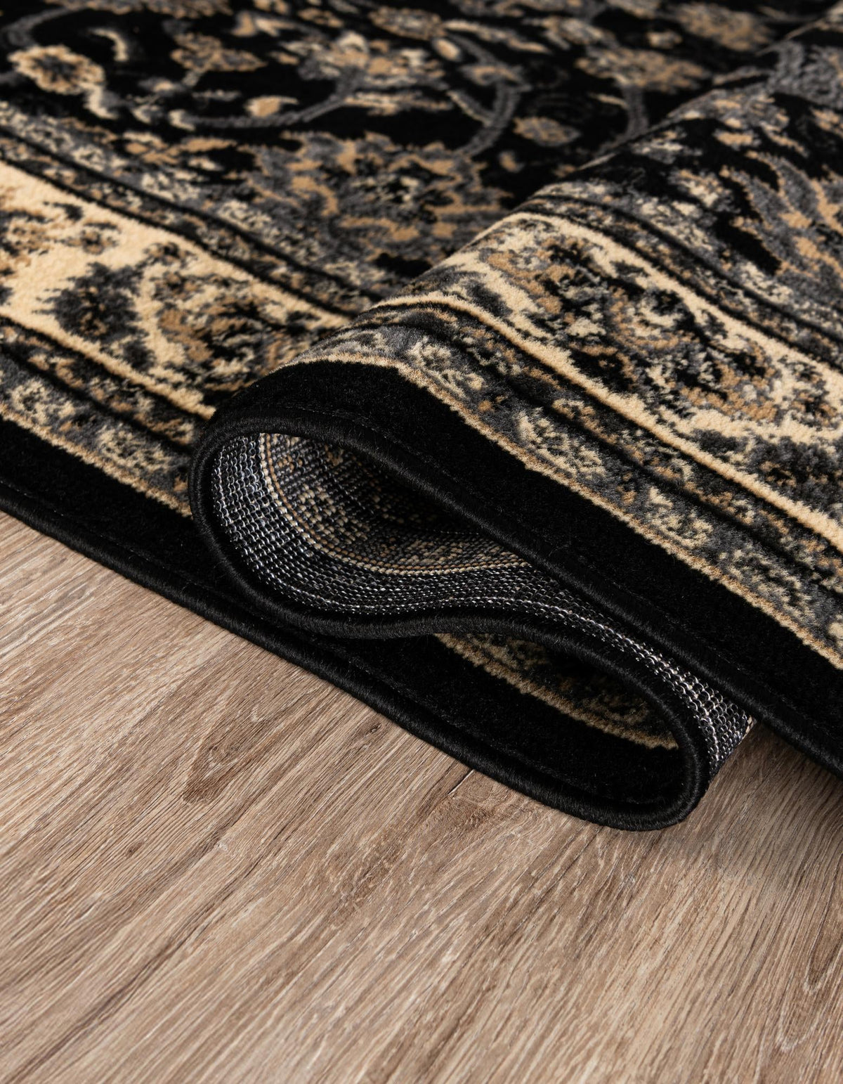 Isfahan Elegance Collection Area Rug - Naghsh-e Jahan (Black) Rectangle Black  lifestyle 3