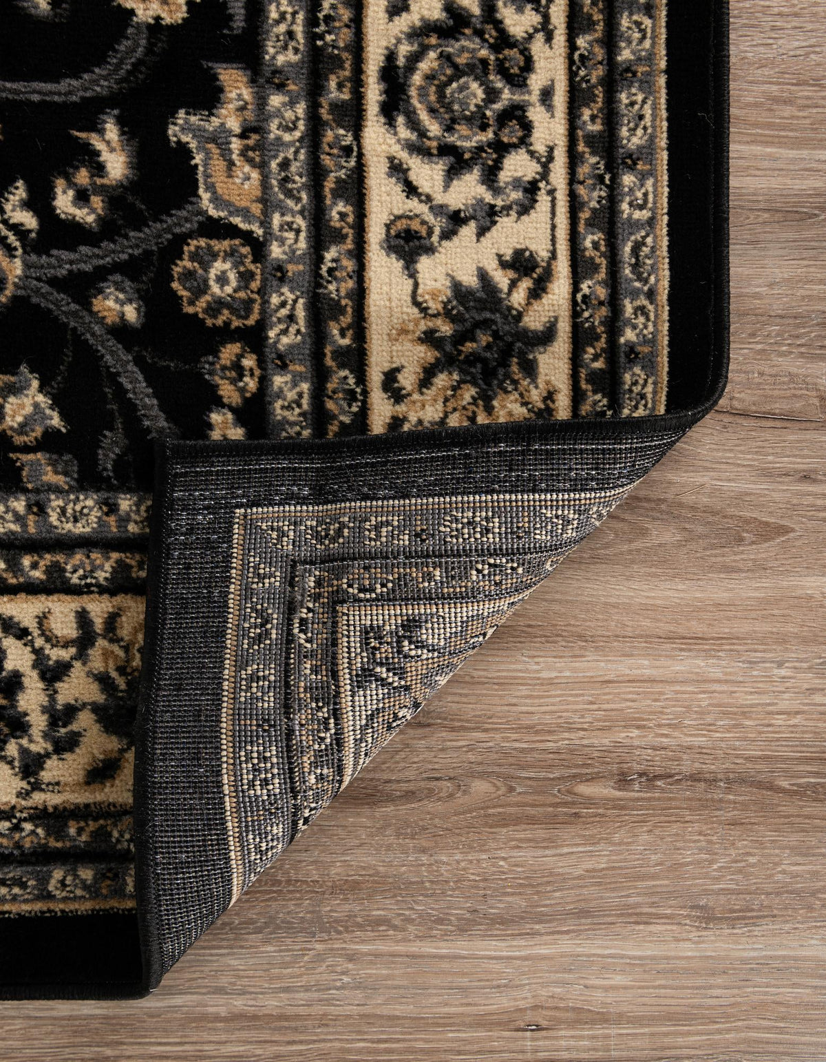 Isfahan Elegance Collection Area Rug - Naghsh-e Jahan (Black) Rectangle Black  lifestyle 6