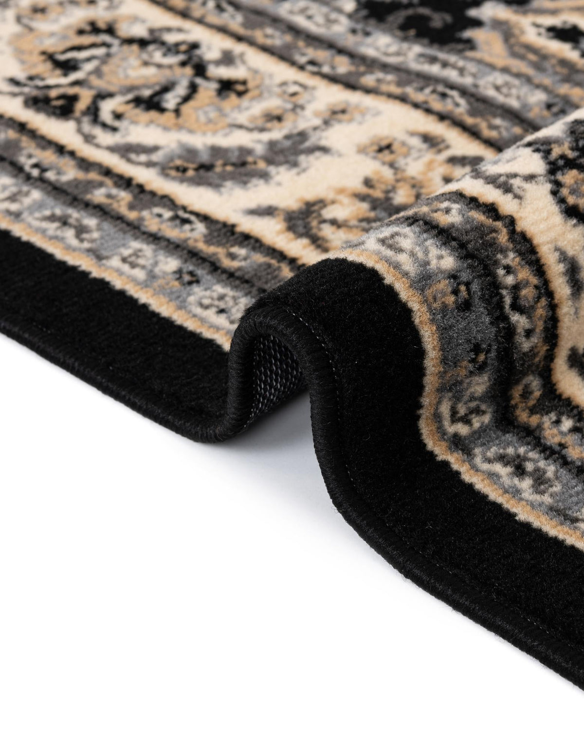 Isfahan Elegance Collection Area Rug - Naghsh-e Jahan (Black) Rectangle Black  lifestyle 10