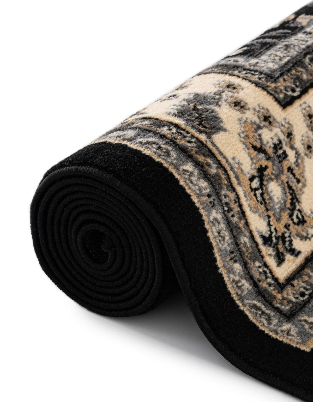 Isfahan Elegance Collection Area Rug - Naghsh-e Jahan (Black) Rectangle Black  lifestyle 12