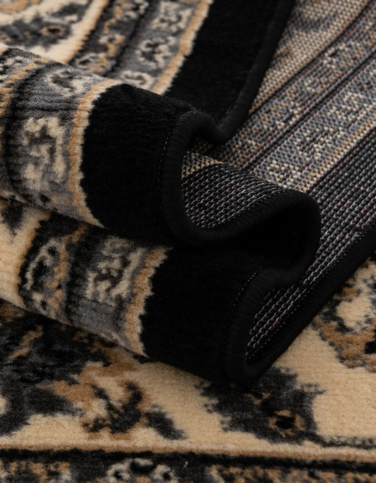 Isfahan Elegance Collection Area Rug - Naghsh-e Jahan (Black) Rectangle Black  lifestyle 13