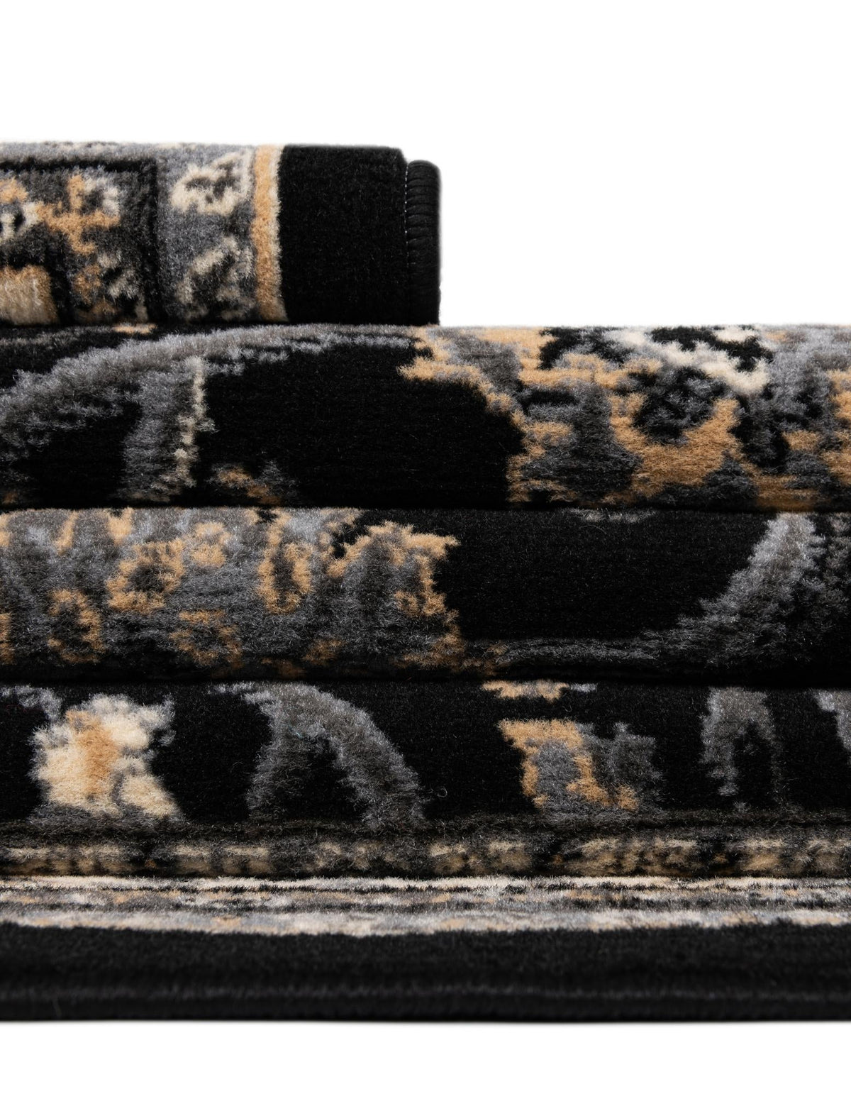 Isfahan Elegance Collection Area Rug - Naghsh-e Jahan (Black) Rectangle Black  lifestyle 14