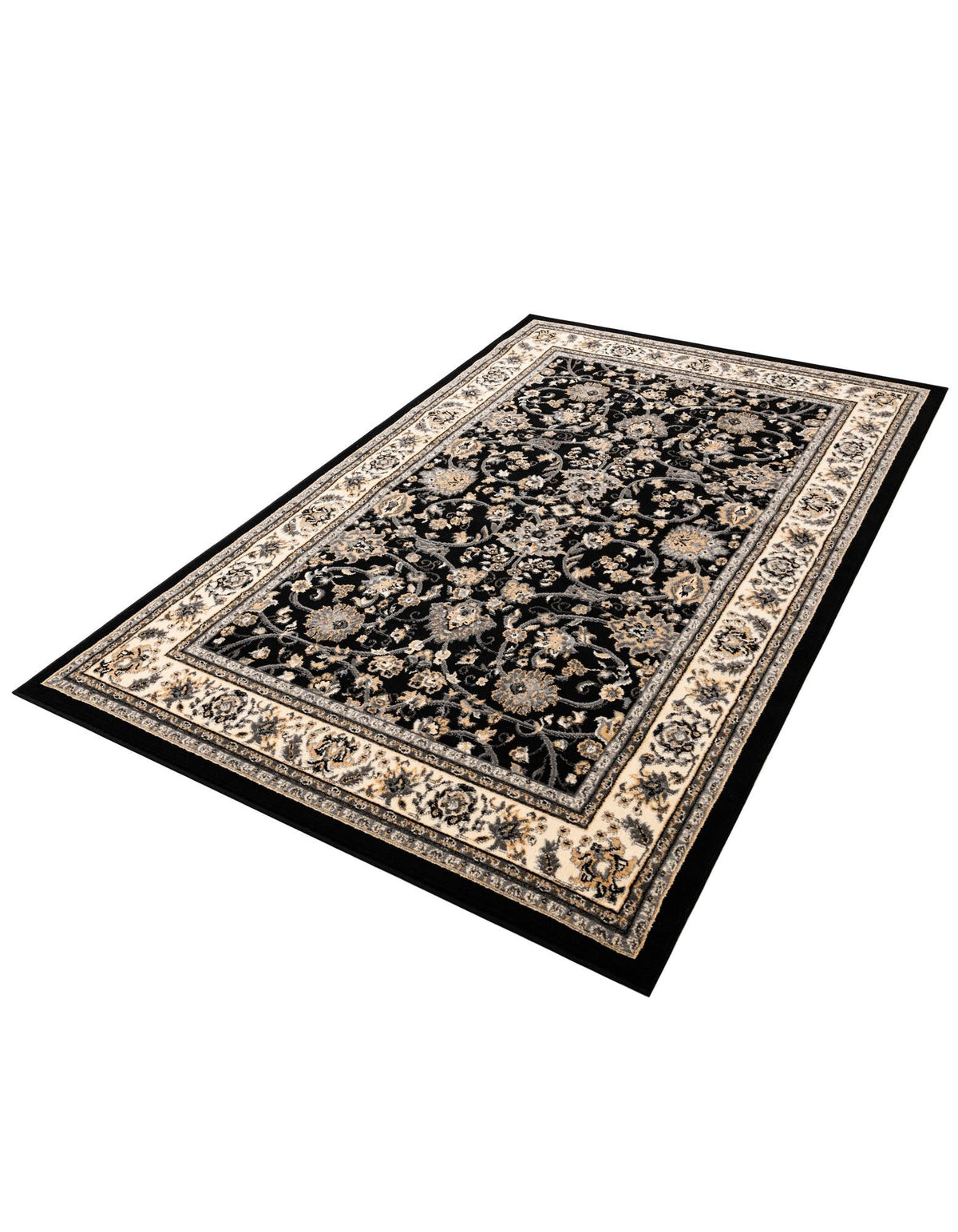 Isfahan Elegance Collection Area Rug - Naghsh-e Jahan (Black) Rectangle Black  lifestyle 13