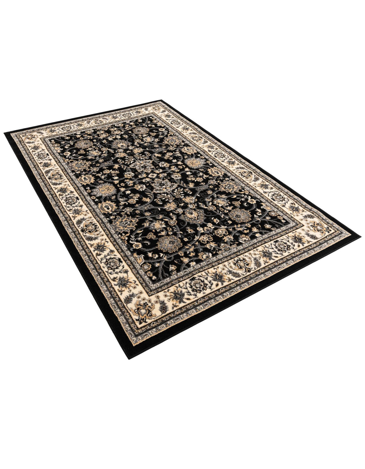 Isfahan Elegance Collection Area Rug - Naghsh-e Jahan (Black) Rectangle Black  lifestyle 14