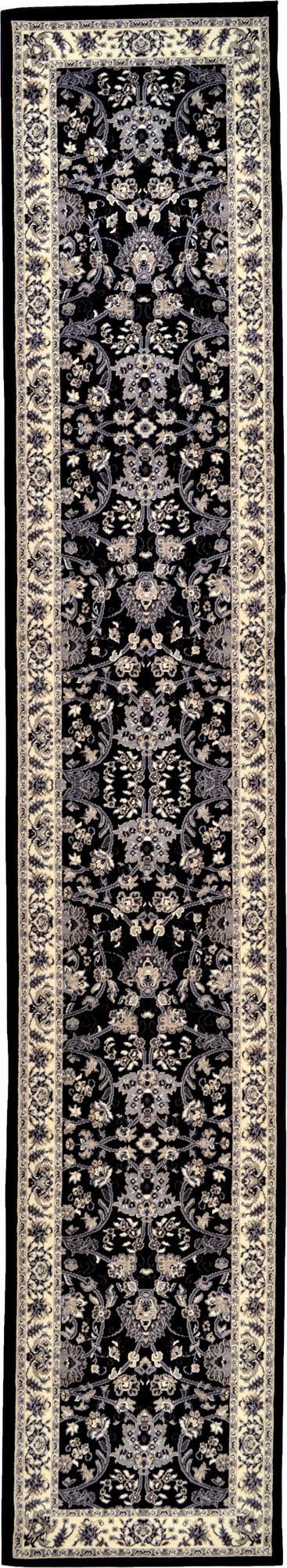 Isfahan Elegance Collection Area Rug - Naghsh-e Jahan (Black) Runner Black  lifestyle 17