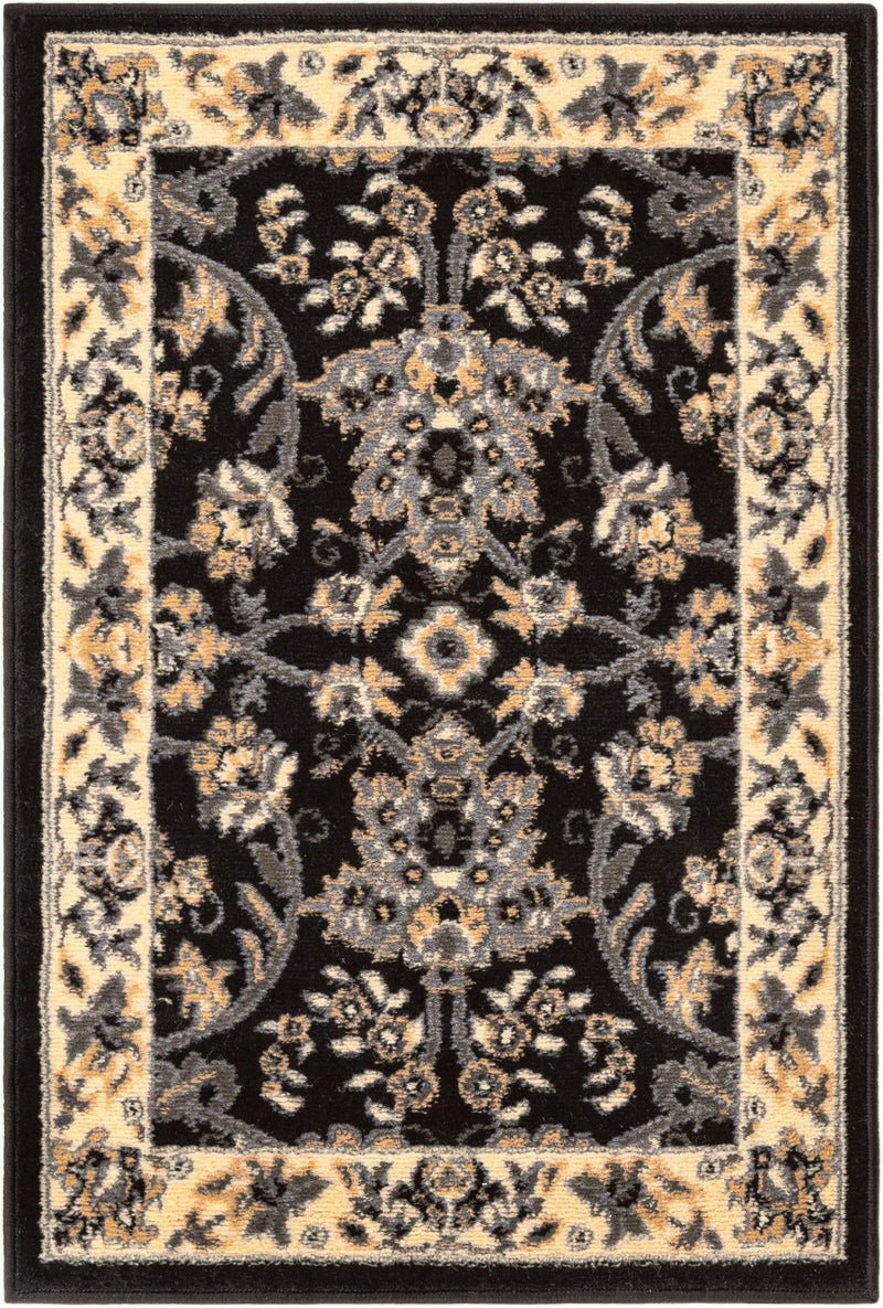 Isfahan Elegance Collection Area Rug - Naghsh-e Jahan (Black) Rectangle Black  lifestyle 2