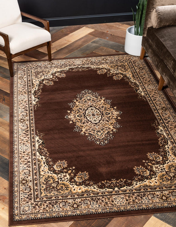 Tabriz Tapestry Collection Area Rug - Azerbaijan (Brown) Rectangle Brown  lifestyle 2
