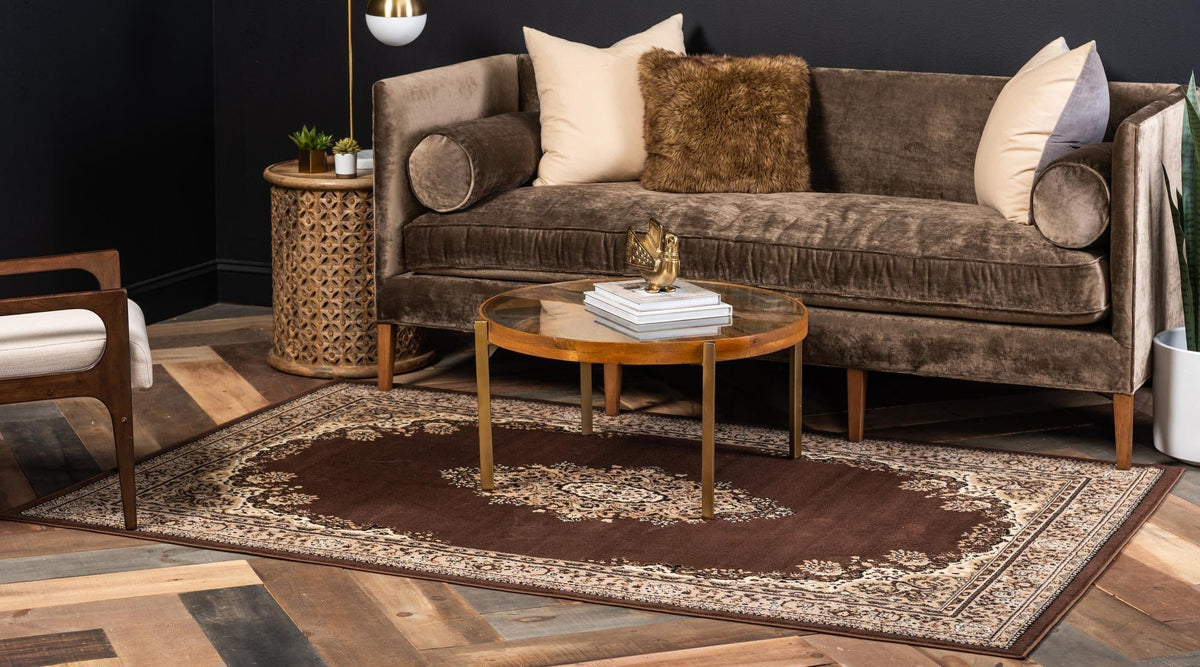 Tabriz Tapestry Collection Area Rug - Azerbaijan (Brown) Rectangle Brown  lifestyle 3
