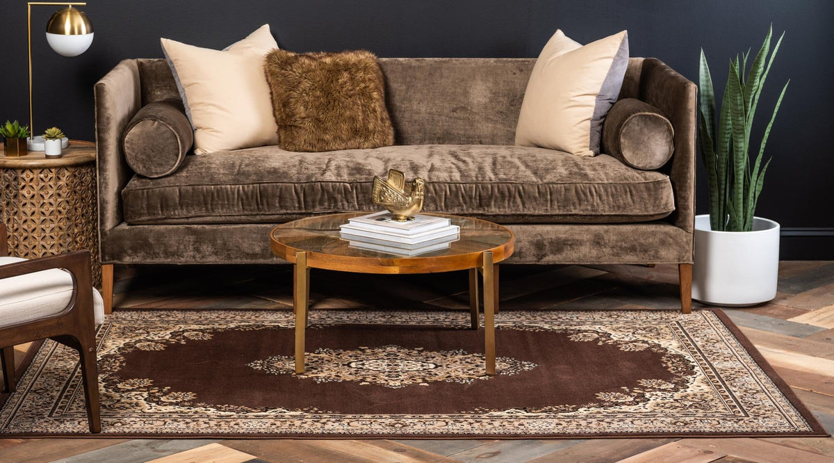 Tabriz Tapestry Collection Area Rug - Azerbaijan (Brown) Rectangle Brown  lifestyle 4