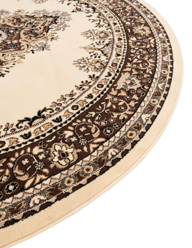 Tabriz Tapestry Collection Area Rug - Azerbaijan (Ivory) Round Ivory  lifestyle 30