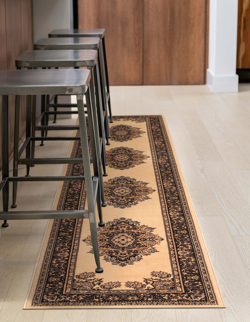 Tabriz Tapestry Collection Area Rug - Azerbaijan (Ivory) Runner Ivory  lifestyle 29