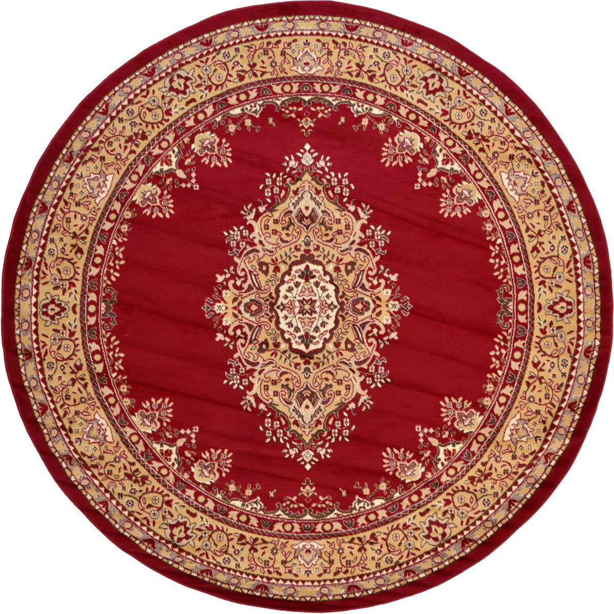 Tabriz Tapestry Collection Area Rug - Azerbaijan (Burgundy) Round Burgundy  lifestyle 21