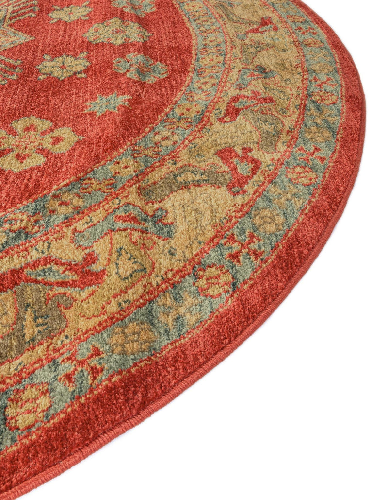 Persian Elegance Collection Area Rug - Isfahan Round Red  lifestyle 24