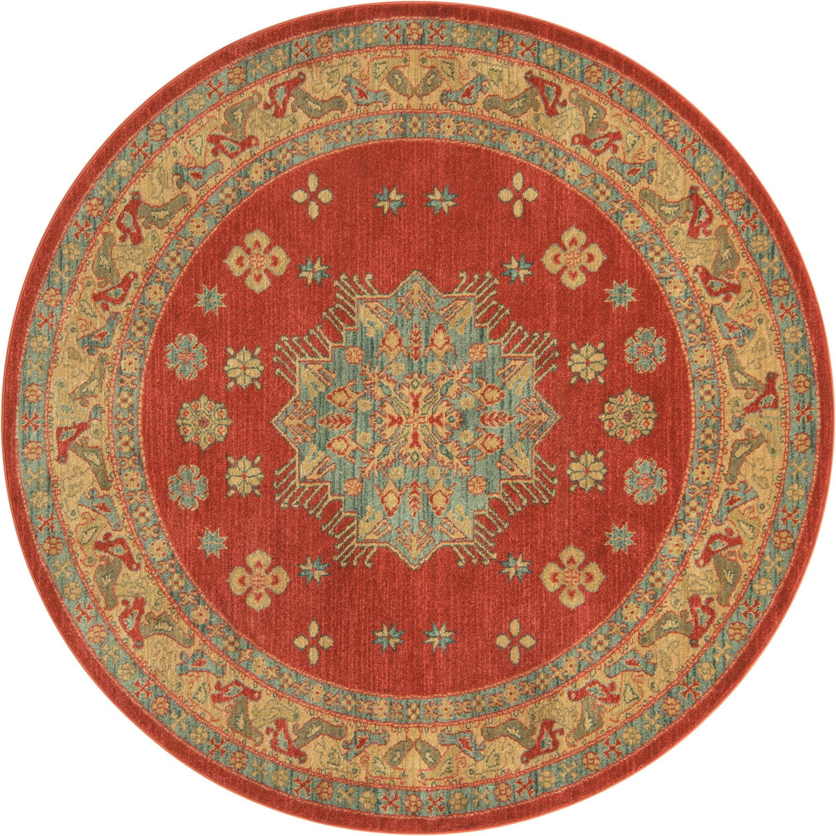 Persian Elegance Collection Area Rug - Isfahan Round Red  lifestyle 33