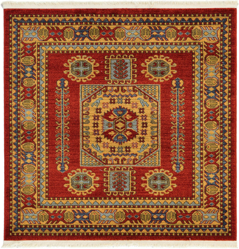 Persian Elegance Collection Area Rug -  Zanjan Square Red  lifestyle 31