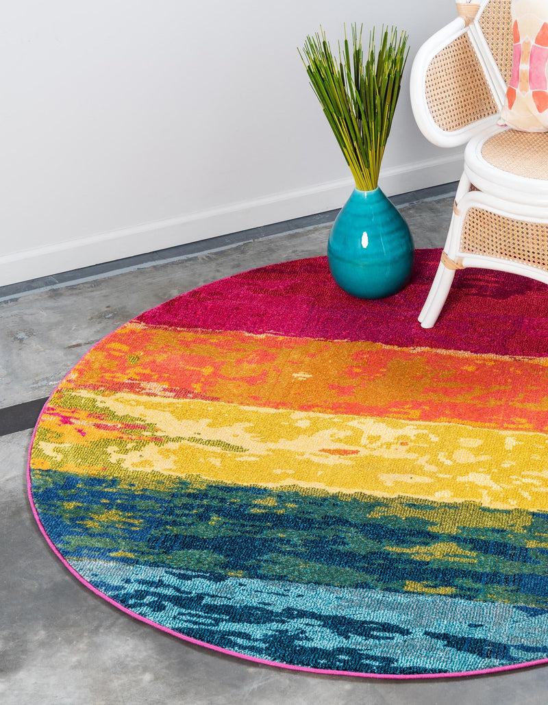 Marrakesh Elegance Collection Area Rug -  Oasis Round Multi  lifestyle 18