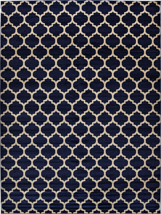 Lattice Gardens Collection Area Rug -  Bloomfield (Dark Blue) Rectangle Dark Blue  lifestyle 2