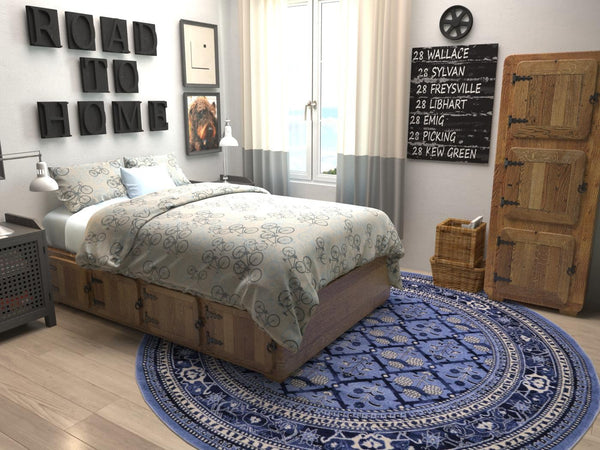 Horizon Collection Area Rug -  Aurora Round Blue  lifestyle 29