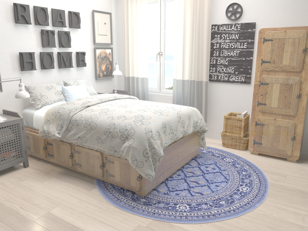 Horizon Collection Area Rug -  Aurora Round Blue  lifestyle 30
