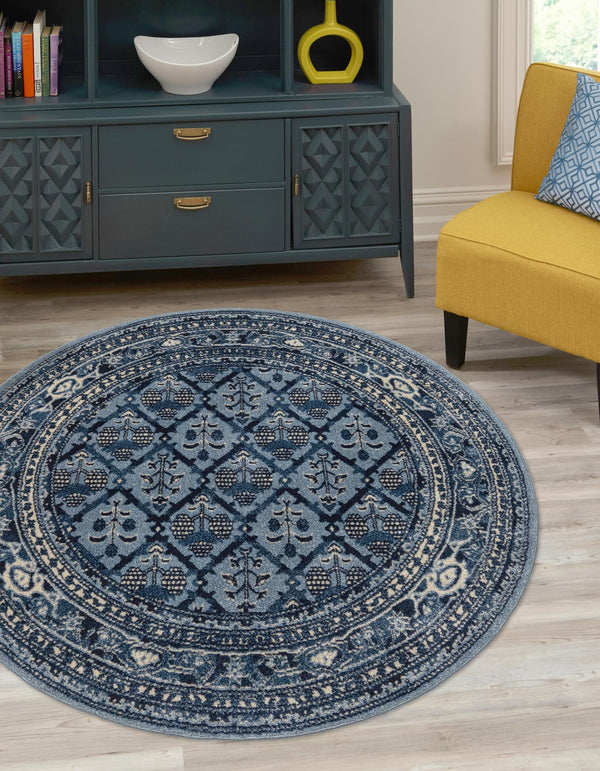 Horizon Collection Area Rug -  Aurora Round Blue  lifestyle 27