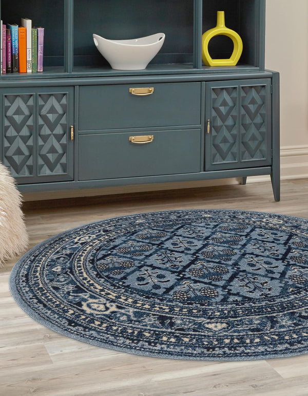 Horizon Collection Area Rug -  Aurora Round Blue  lifestyle 32