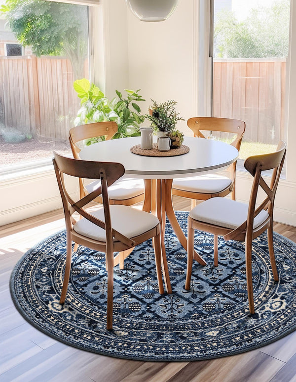 Horizon Collection Area Rug -  Aurora Round Blue  lifestyle 49