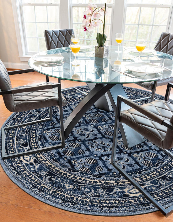 Horizon Collection Area Rug -  Aurora Round Blue  lifestyle 71