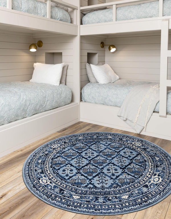 Horizon Collection Area Rug -  Aurora Round Blue  lifestyle 74