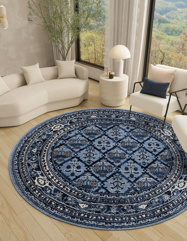 Horizon Collection Area Rug -  Aurora Round Blue  lifestyle 77