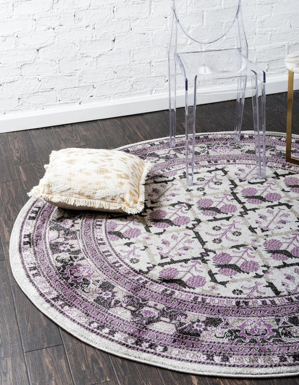 Horizon Collection Area Rug -  Aurora Round Light Gray  lifestyle 25