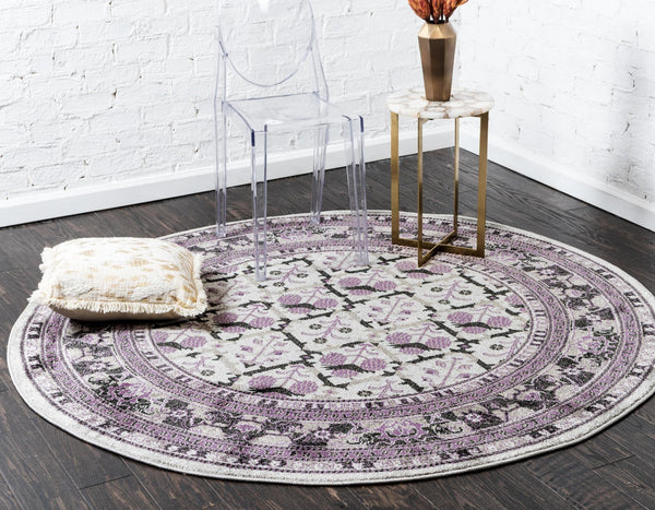 Horizon Collection Area Rug -  Aurora Round Light Gray  lifestyle 34