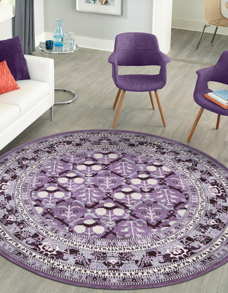 Horizon Collection Area Rug -  Aurora Round Purple  lifestyle 66