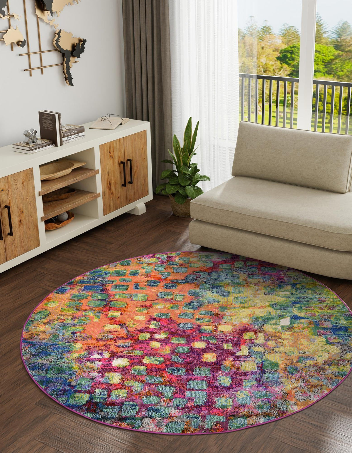 Sevilla Splendor Collection Area Rug - Alcazar Round Multi  lifestyle 82