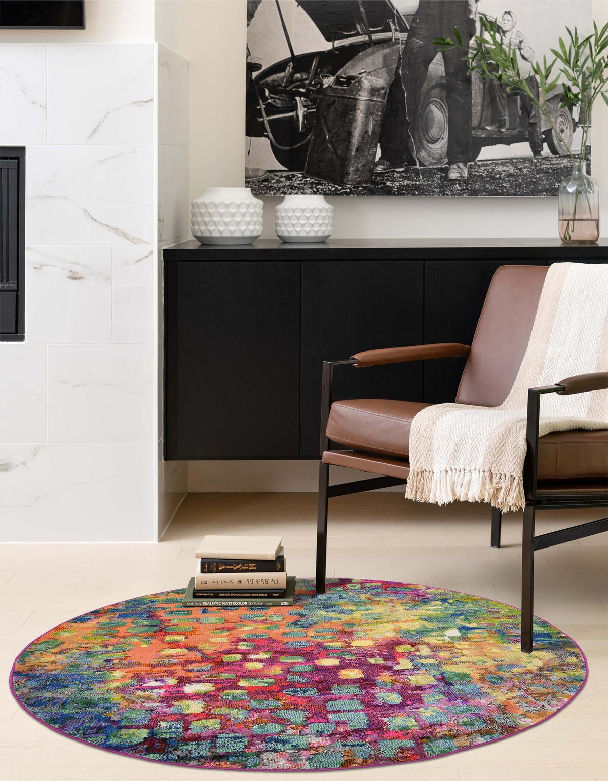 Sevilla Splendor Collection Area Rug - Alcazar Round Multi  lifestyle 97