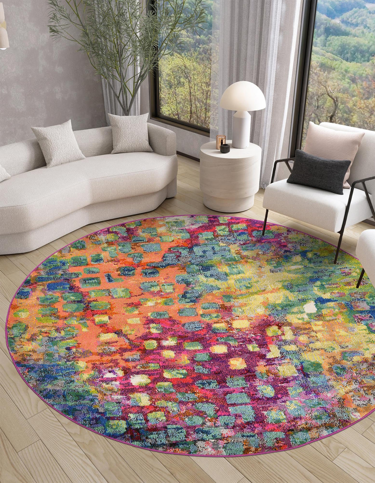 Sevilla Splendor Collection Area Rug - Alcazar Round Multi  lifestyle 217