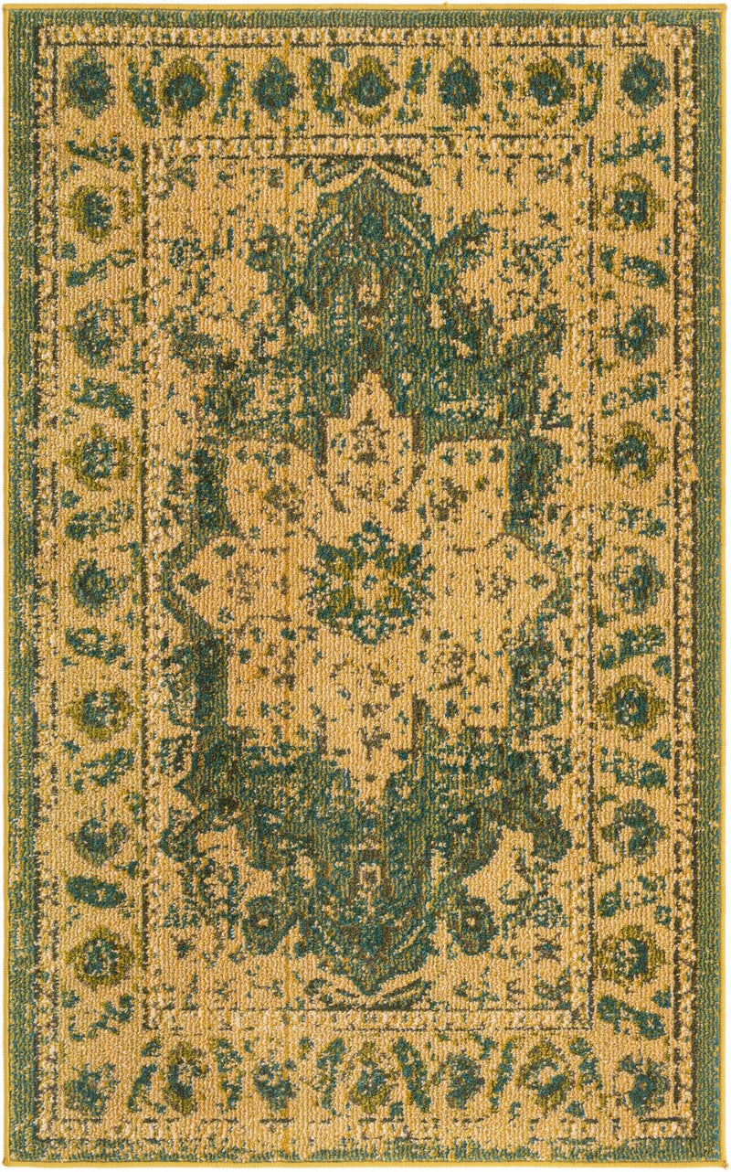 Chateau Elegance Collection Area Rug -  Tuileries Rectangle Green  lifestyle 5