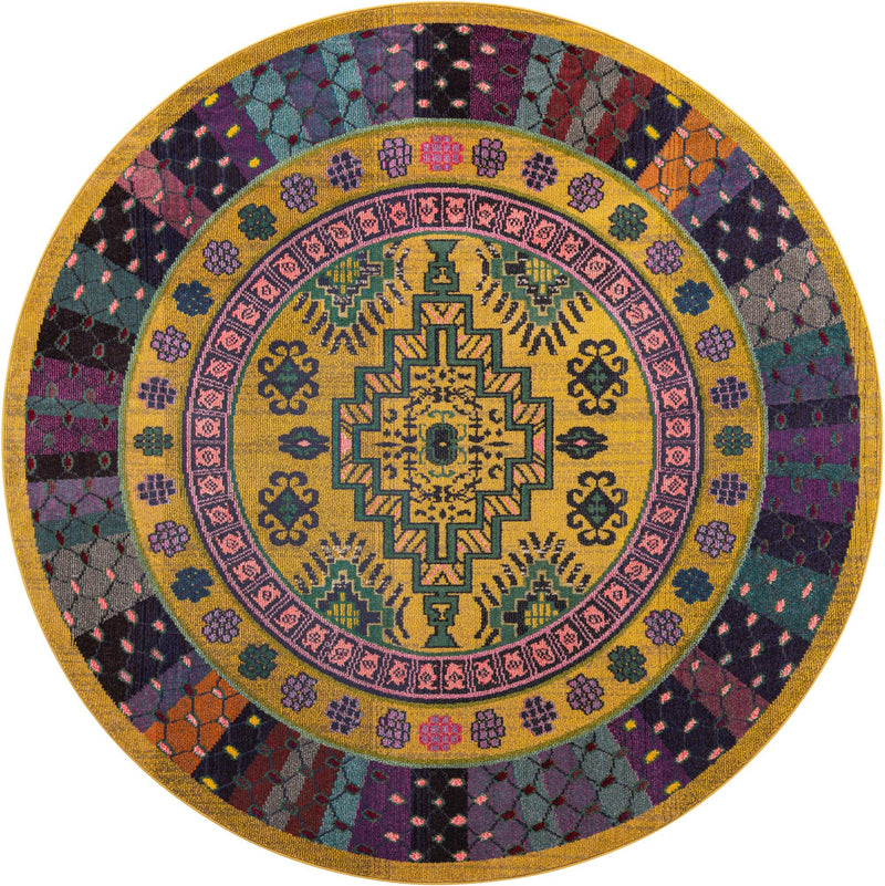 Chateau Elegance Collection Area Rug -  Trianon Round Gold  lifestyle 15
