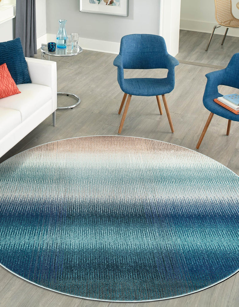 Marrakesh Elegance Collection Area Rug -  Agadir Round Blue  lifestyle 28