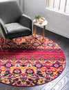 Chateau Elegance Collection Area Rug -  Fontainebleau Round Red  lifestyle 16