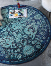 Chateau Elegance Collection Area Rug -  Louvre Round Blue  lifestyle 46