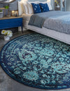 Chateau Elegance Collection Area Rug -  Louvre Round Blue  lifestyle 65